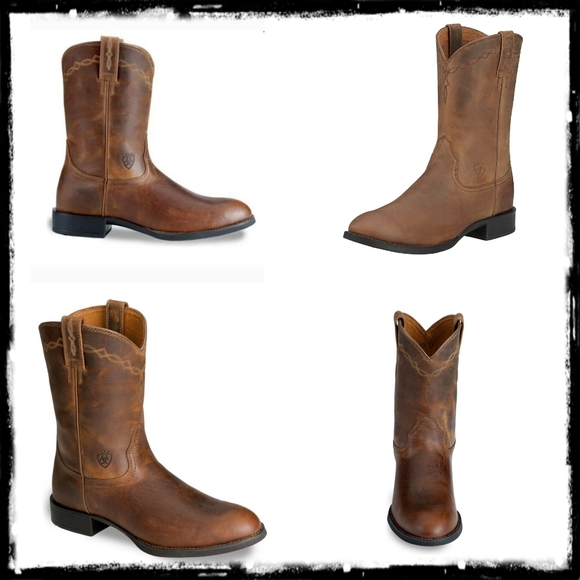 Ariat Other - ARIAT BROWN LEATHER HERITAGE ROPER COWBOY SHORT BOOT